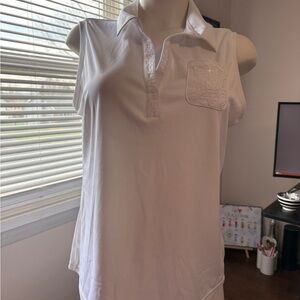 Izod White Sleeveless Polo Top